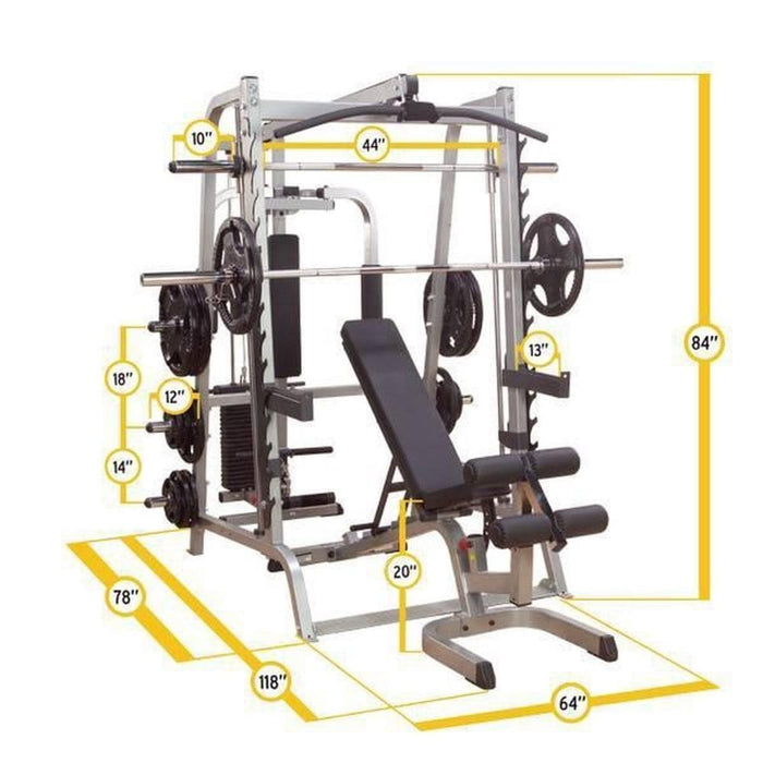 Body-Solid GS348QP4 Series 7 Smith Machine Gym Tech Spec