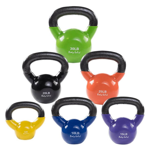 Body-Solid KBVS Vinyl Coated Kettlebell Sets 5-30lb Set (5lb Increments)