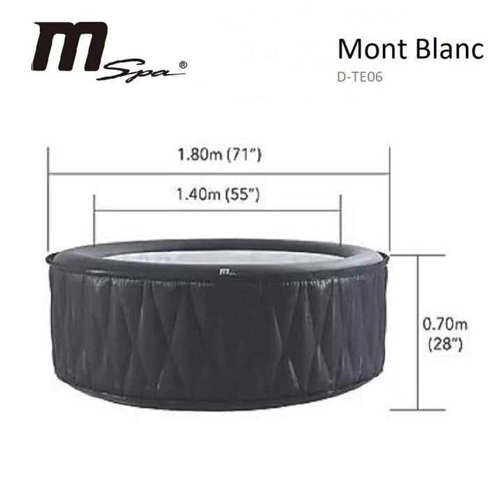 MSpa P-MB049 Mont Blanc 4-Person Inflatable Bubble Hot Tub Dimensions