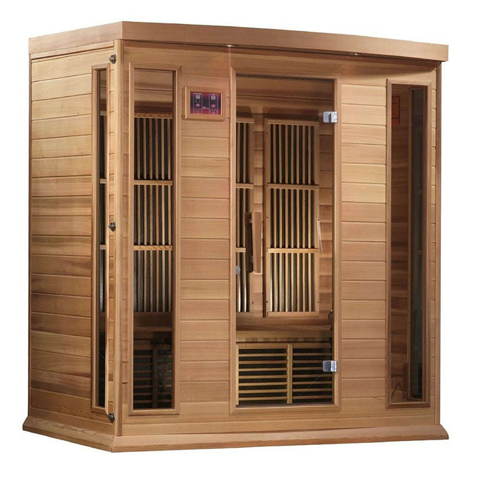Maxxus MX-K406-01-ZF 4 Person Near Zero EMF FAR Infrared Sauna Red Cedar Facing Right