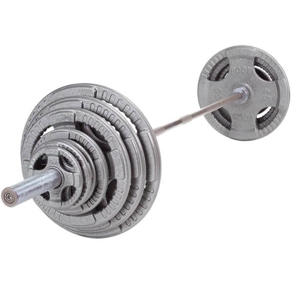 Body-Solid Steel Grip Olympic Plate Set with Barbell OST