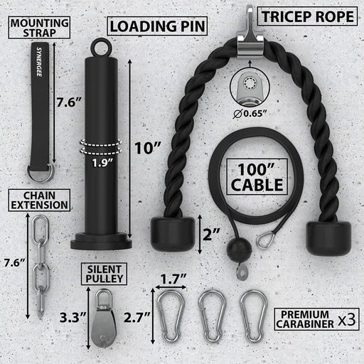 Synergee Cable Pulley System Dimension