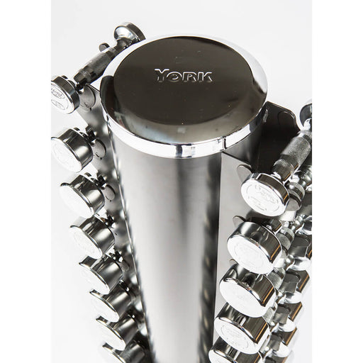 York Barbell Chrome Dumbbell Club Pack Top Front View