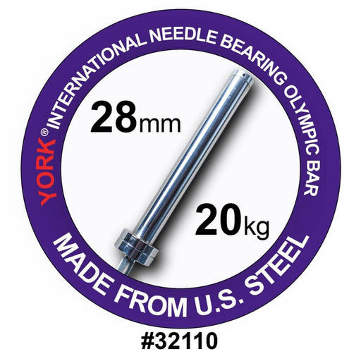 York Barbell 32110 North American Men's Needle Bearing Olympic Training Bar