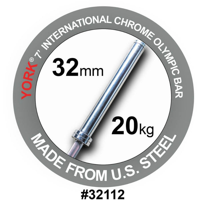 York Barbell 32112 7' North American 2000lb Chrome Olympic Bar