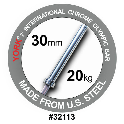 York Barbell 32113 7' North American 1500lb Chrome Olympic Bar
