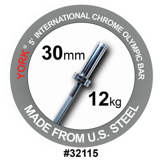 York Barbell 32115 5' International Chrome Olympic Bar