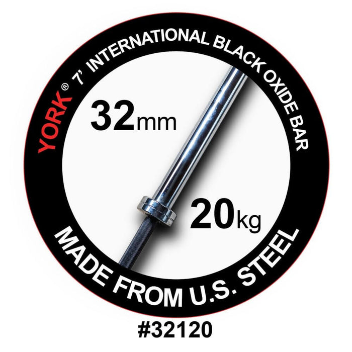 York Barbell 32120 7' NA Black Oxide 2000lb Olympic Bar