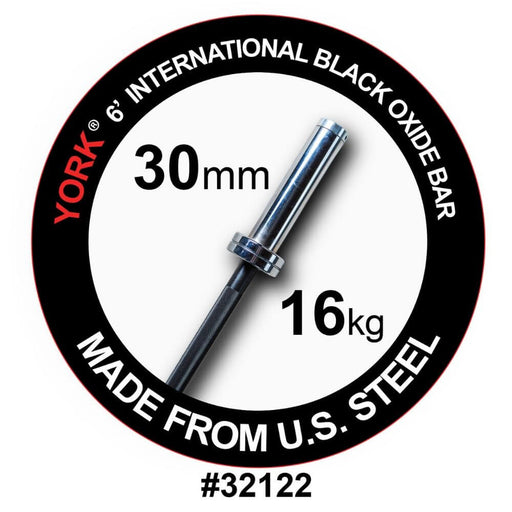 York Barbell 32122 6' International Black Oxide Olympic Bar