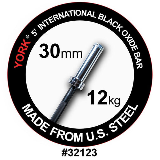 York Barbell 32123 5' International Black Oxide Olympic Bar