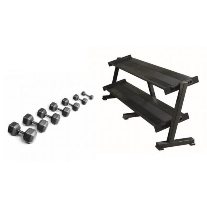 York Barbell 34026 Pro Hex Dumbbell 5-50lb Bundle