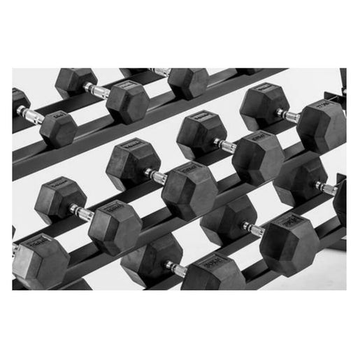 York Barbell 69129 Three Tier Tray Dumbbell Rack With Dumbbells