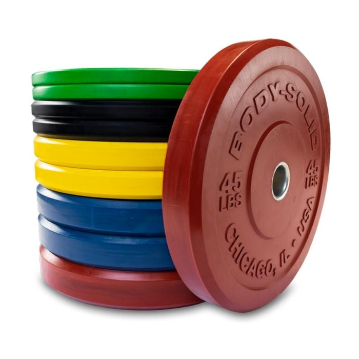 Body-Solid 260lb Chicago Extreme Colored Bumper Plate Set OBPXC260