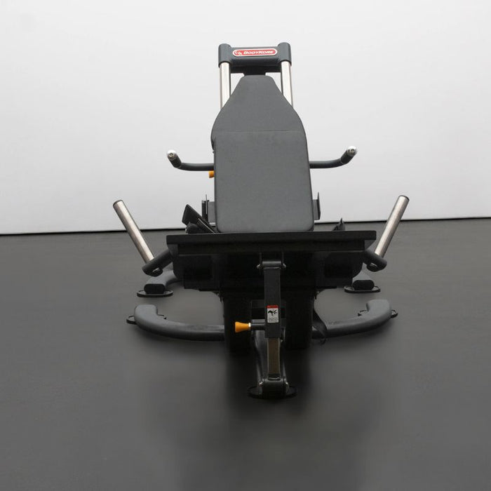 BodyKore CF8131 Glute Press & Leg Press Combo Black seat back view in warehouse