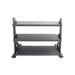 TKO 5-50lb Dumbbell Set with 3 Tier Tray Rack empty front view