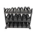 TKO 5-50lb Dumbbell Set with 3 Tier Tray Rack