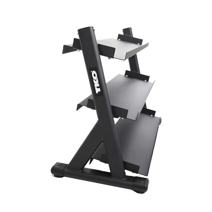 TKO Strength 3 Tier Shelf Dumbbell Rack 6235-B side view