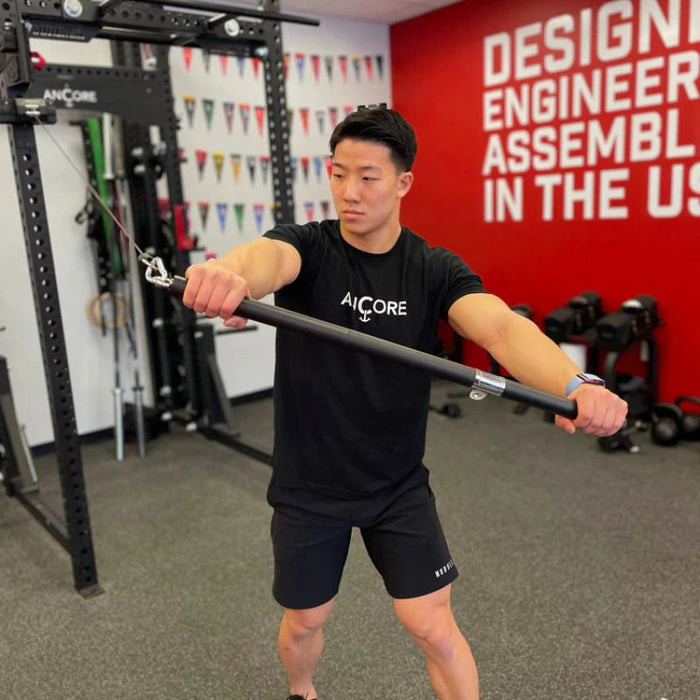 Ancore Straight Bar cable crossover exercise