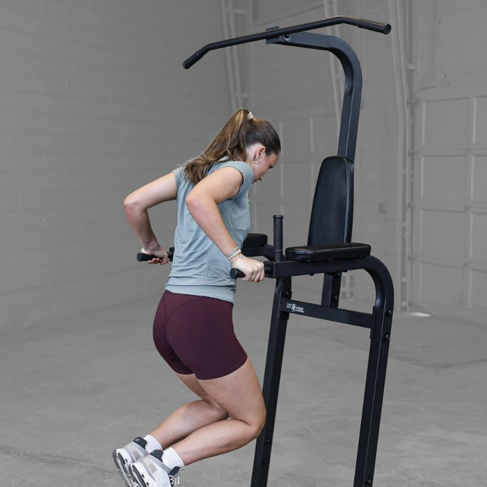 Best Fitness Vertical Knee Raise Dip Pull Up Station BFVK10 - dip exercise in use