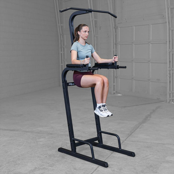 Best Fitness Vertical Knee Raise Dip Pull Up Station BFVK10 - side profile in use