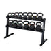 Body-Solid 2-Tier Kettlebell Rack GKR60 with cast iron kettlebells