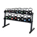 Body-Solid 2-Tier Kettlebell Rack GKR60 with chrome handle kettlebells