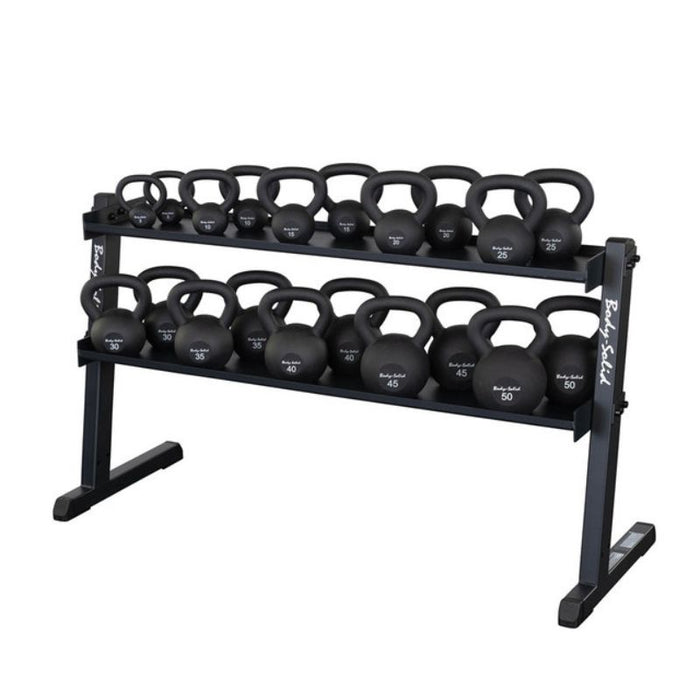 Body-Solid 2-Tier Kettlebell Rack GKR60 with powder coated kettlebells