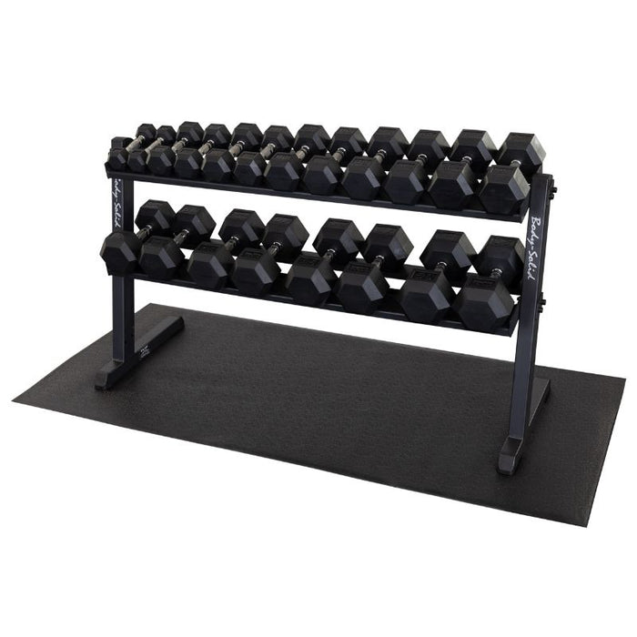 Body-Solid Pro Dumbbell Rack GDR60B with dumbbell hex