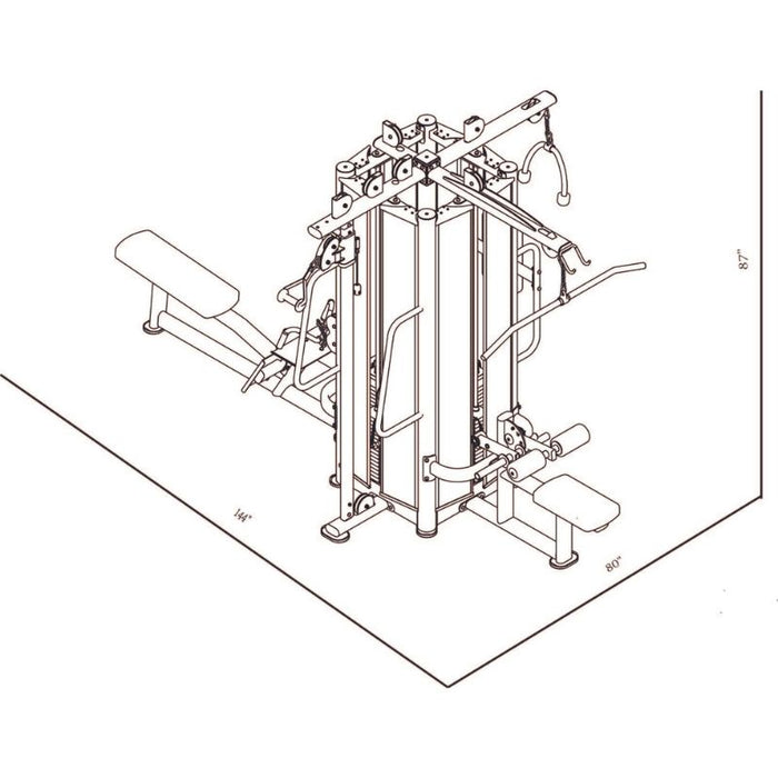 BodyKore Alliance 4-Station Gym System GM5003 Dimension Diagram