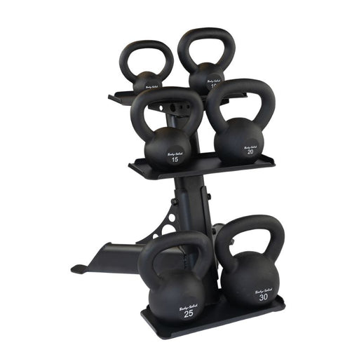 Body-Solid Compact Kettlebell Rack GDKR50 with cast iron kettlebells