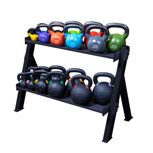 Body-Solid Dual Dumbbell/Kettlebell Rack GDKR100 with kettlebells black frame