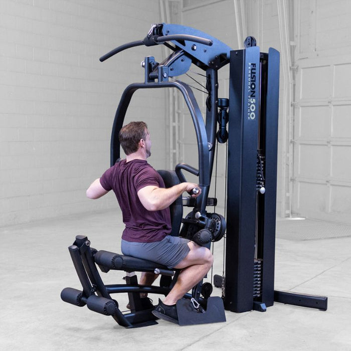 Body-Solid F500/F500B Fusion 500 Modular Single Stack Gym male rear row exercise view