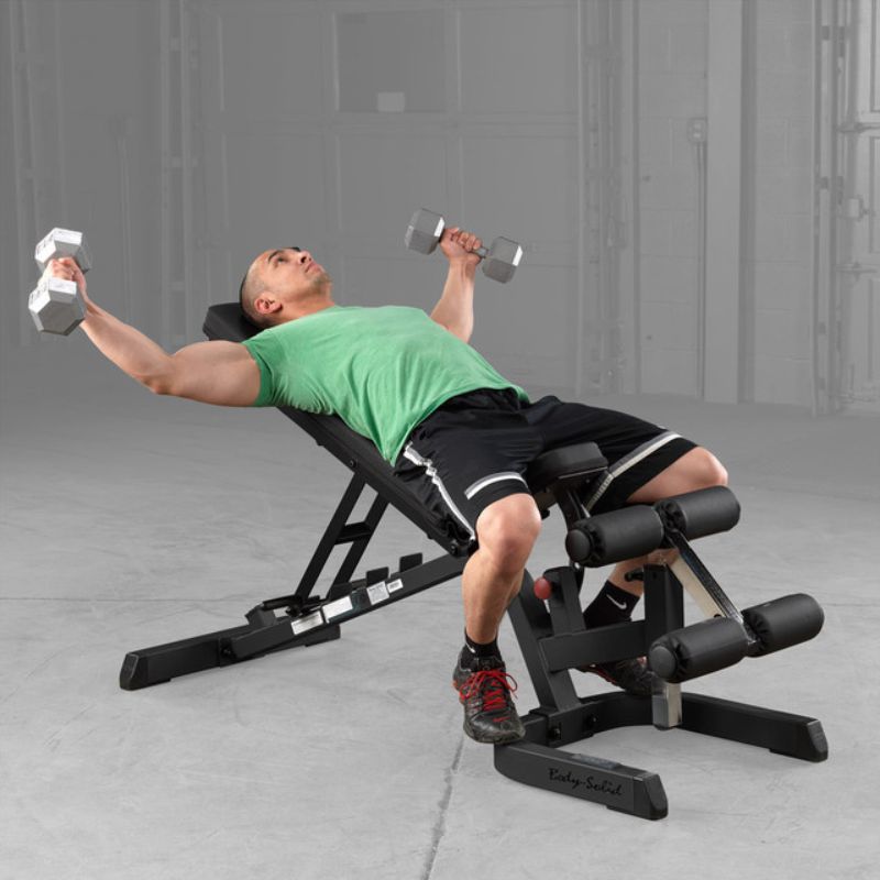 Body-Solid GFID71 Flat Incline Decline Adjustable Bench - Black