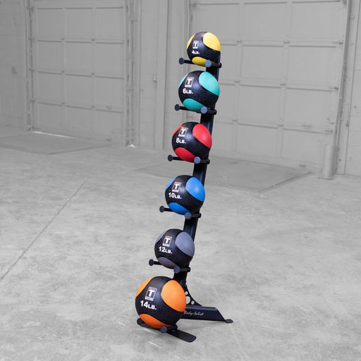 Body-Solid GMR10B Medicine Ball Rack with Medicine Balls Loaded