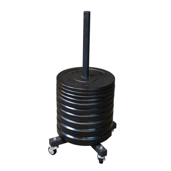 Body-Solid Mobile Bumper Plate Tree GWT86 half loaded