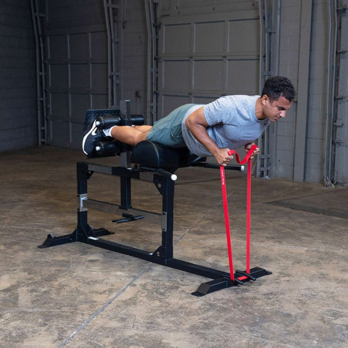 Body-Solid Pro Clubline Glute Ham Developer SGH500B demo man band row