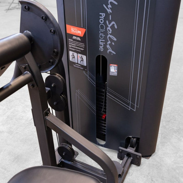 Body-Solid Pro Clubline Series II Arm Curl Machine S2ACX weight stack view