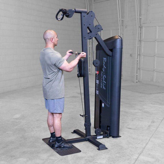 Body-Solid Pro Clubline Series 2 Bicep and Tricep Machine S2BTPX demo man bicep curl side