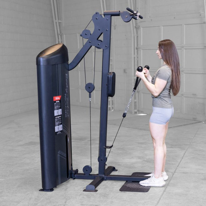 Body-Solid Pro Clubline Series 2 Bicep and Tricep Machine S2BTPX demo woman bicep curl