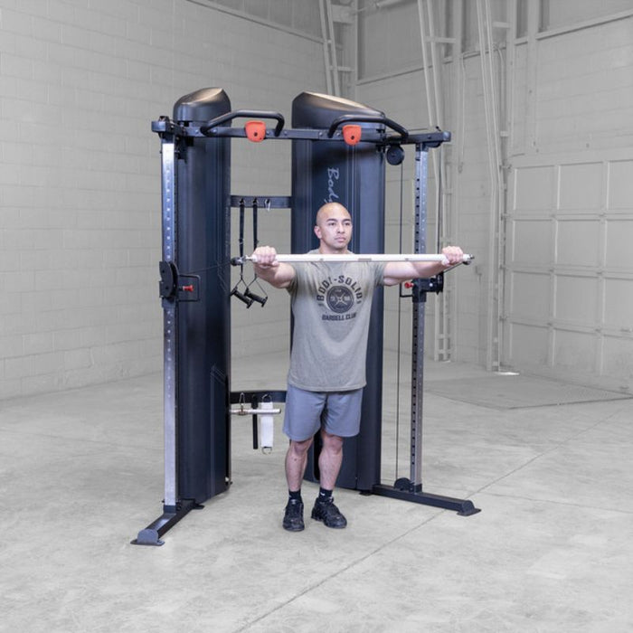 Body-Solid Pro Clubline Series 2 Functional Trainer S2FTX demo man bar front raise