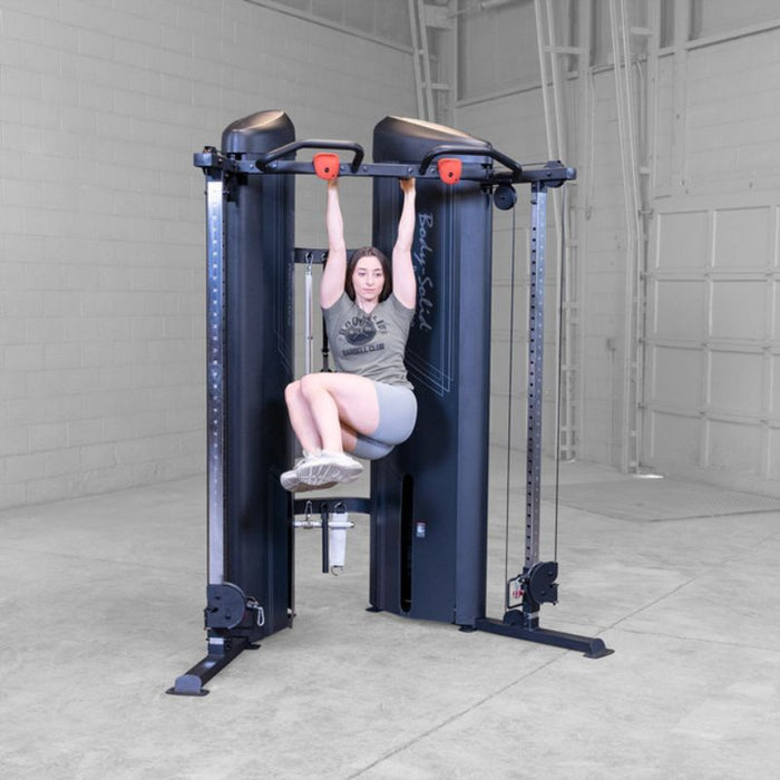 Body-Solid Pro Clubline Series 2 Functional Trainer S2FTX demo woman hanging leg raise