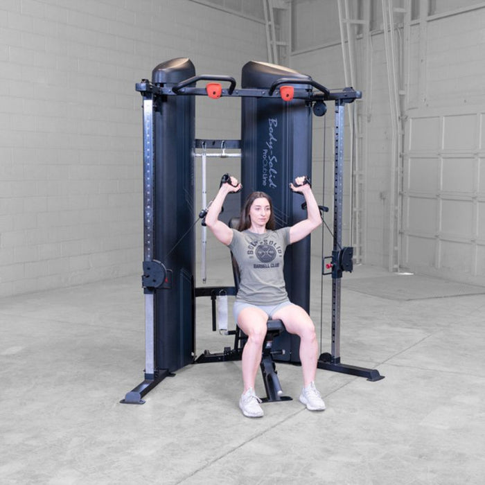 Body-Solid Pro Clubline Series 2 Functional Trainer S2FTX demo woman seated shoulder press