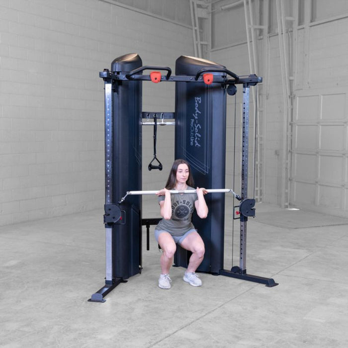 Body-Solid Pro Clubline Series 2 Functional Trainer S2FTX demo woman squat barbell hold