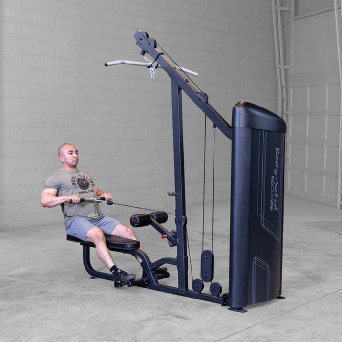 Body-Solid Pro Clubline Series II Lat Pull Seated Row S2LATX demo man seated row