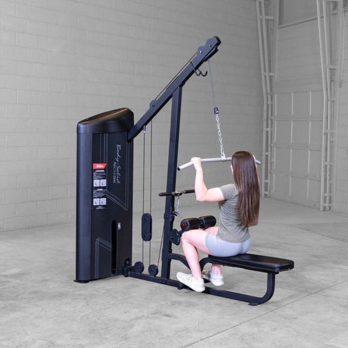 Body-Solid Pro Clubline Series II Lat Pull Seated Row S2LATX demo woman lat pulldown