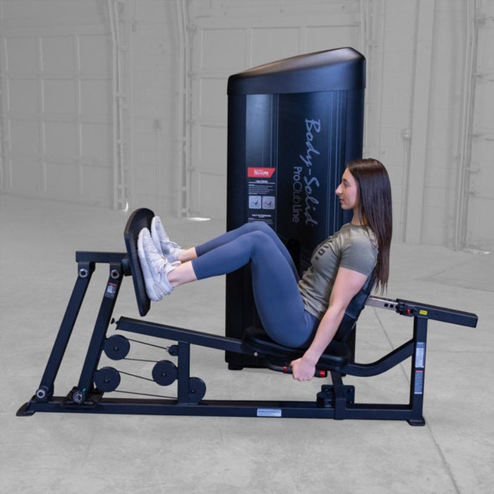 Body-Solid Pro Clubline Series 2 Leg Press & Calf Raise S2LPC demo woman leg press half extension