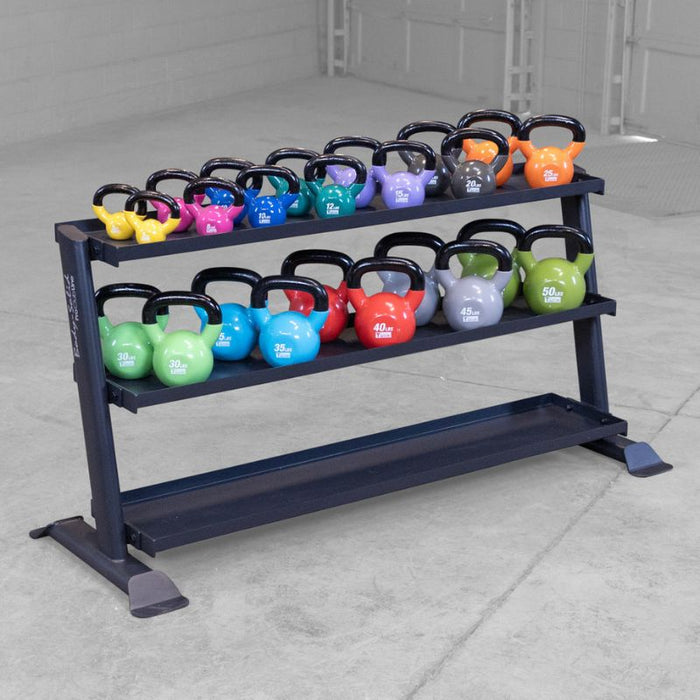 Body-Solid Pro Clubline 3-tier Kettlebell Rack SRK200 color kettlebell display storage
