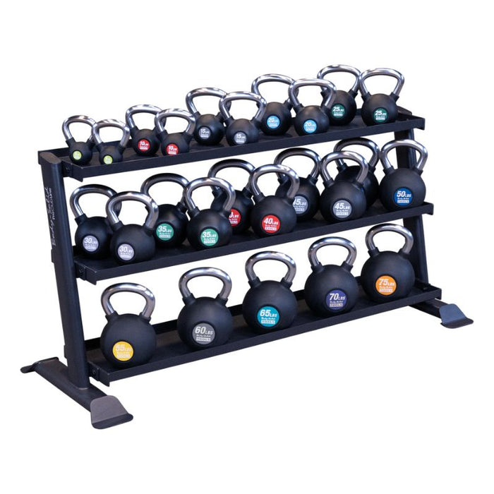 Body-Solid Pro Clubline 3-tier Kettlebell Rack SRK200 isolated kettlebell storage