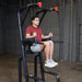 Body-Solid Pro Clubline Vertical Knee Raise SVKR1000B demo man leg raise