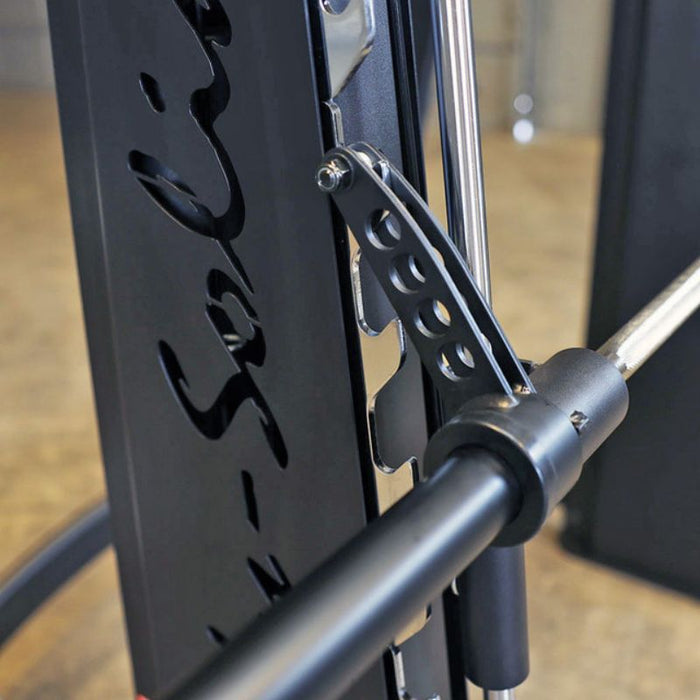 Body-Solid ProClub Counter Balanced Smith Machine SCB1000B bar catch mechanism closeup
